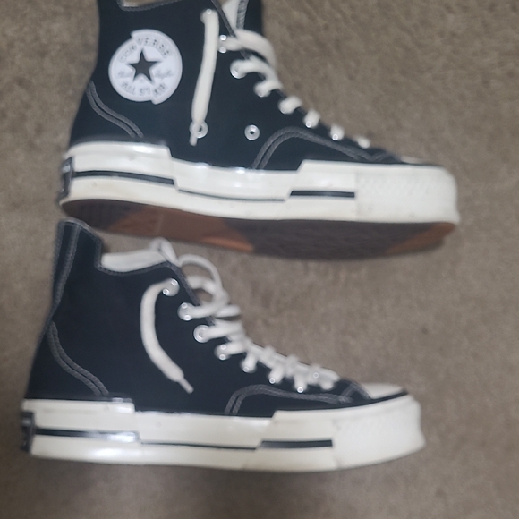 Rick Owen Inspired Converse Black and White Sneakers with Canvas Upper - Picture 5 of 6
